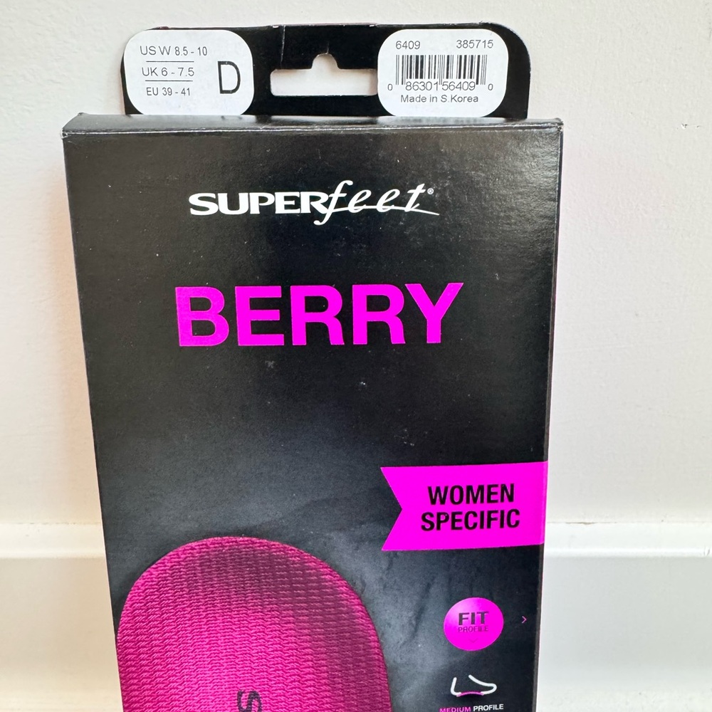 Superfeet BERRY New Women's High Impact Support Insoles Size D
